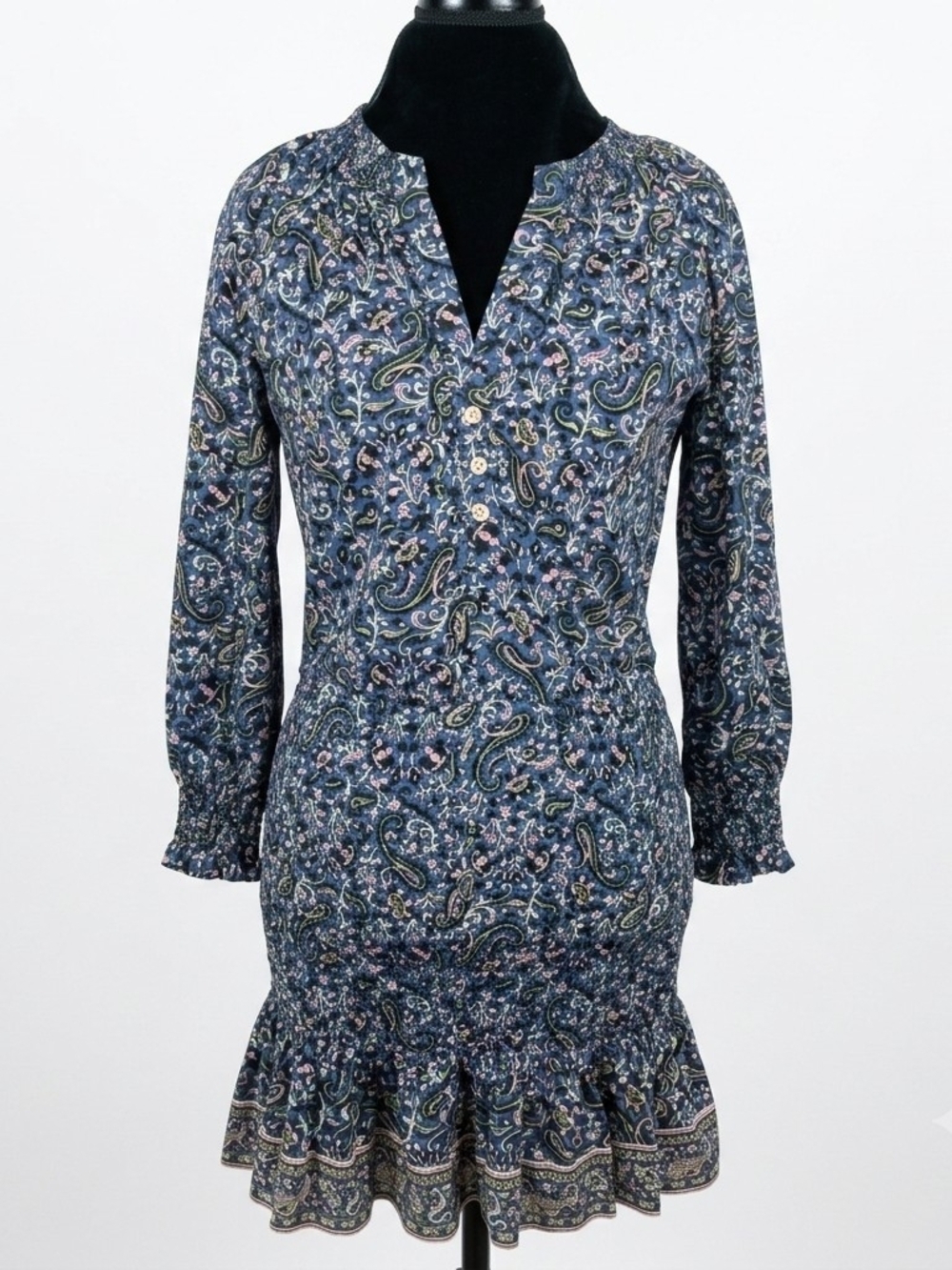 Veronica Beard Paisley Print Smocked Mini Dress Size 6 EUC